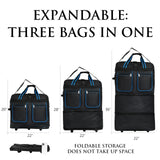 Generic Expandable Lightweight Duffle Bag (36"") Rolling wheeled Spinner Suitcase Luggage for Travel and Storage (Blue with Trim), Wheelbag36