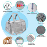 CUSSIOU Soft Sided Cat Carrier for Small Cats Puppies up to 15 Lbs, Airline Approved Pet Carrier Collapsible Travel Puppy Carrier with Reflective Strip, Grey