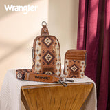 Wrangler Crossbody Bag with Card Wallet Aztec Sling Bag Purse Set WG2205-2101WBR