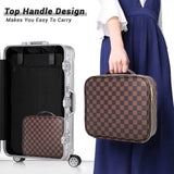 LEAFFUP Checkered Makeup Bag, Portable Makeup Bag with Adjustable Partition, Cosmetic Bags for Women Toiletry Travel Organizer Portable Make Up Bags for Christmas Birthday Gifts
