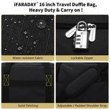 iFARADAY Carry on Duffle Bag for Travel - 16x7x12.5 Airline Approved Personal Item Travel Bag with Shoulder Strap for Men and Women (Black)