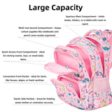 KingCheer Cute Kids Backpack for Girls and Boys Lightweight School Bag for Preschool, Primary,Teenage & Elementary Students Bookbag for Kids Aged 6-12(17inch, Pink Dinosaur Upgrade)