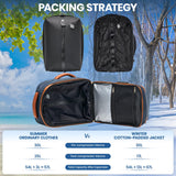 Fanwoli Vacuum Rolling Travel Backpack, Carry On Luggage with TSA Lock & Anti Theft Zipper, 70L Expandable Airback with Compression Pump, Waterproof Laptop Bag Ideal for Flight & Business,Grey