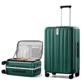 Hanke 26 Inch Large Checked Luggage PC Hard Shell Luggage Top Opening Travel Luggage Suitcases with Wheels for Woman Men.(Dark Green)