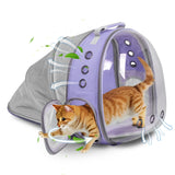 Cat Backpack Carrier Back Expandable Bubble Pet Carrier Backpack for Large Cat, Kitten and Dog, Designed for Hiking, Travelling and Outdoor Use (Back Expandable-Purple)