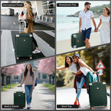 Joyway Hard Shell Luggage Sets 3 Pieces with Spinner Wheels, Lightweight Suitcase Set with Tsa Lock and Corner Protectors, Suitable for Travel Women and Men (Green, 20''/24''/28'')