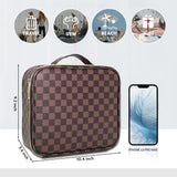 LEAFFUP Checkered Makeup Bag, Portable Makeup Bag with Adjustable Partition, Cosmetic Bags for Women Toiletry Travel Organizer Portable Make Up Bags for Christmas Birthday Gifts