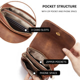 BOSTANTEN Vegan Leather Small Crossbody Bags for Women Designer Cell Phone Bag Wallet Purses Adjustable Strap Retro Brown