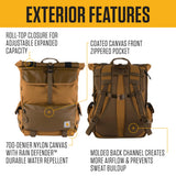 Carhartt 40L Nylon Roll Top Backpack, Heavy-Duty Water-Resistant Material W/ 17" Laptop Sleeve, Bluestone