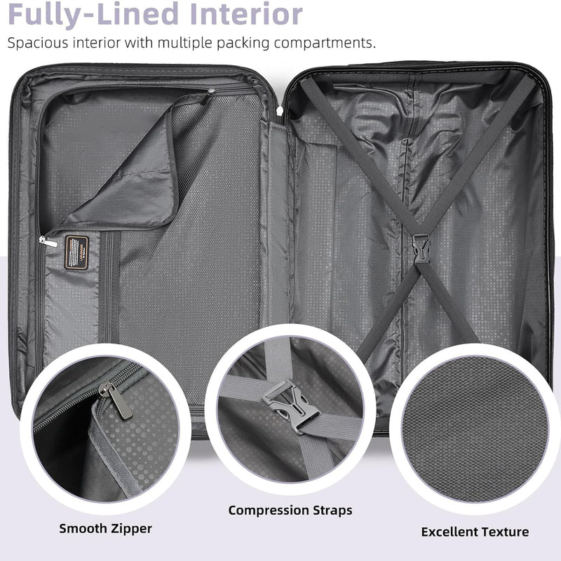 Anwick Luggage Sets 6 Piece Hardside Expandable Suitcase Set with Spinner Wheels TSA Lock Black, Travel Luggage Set Clearance for Men and Women (purple)