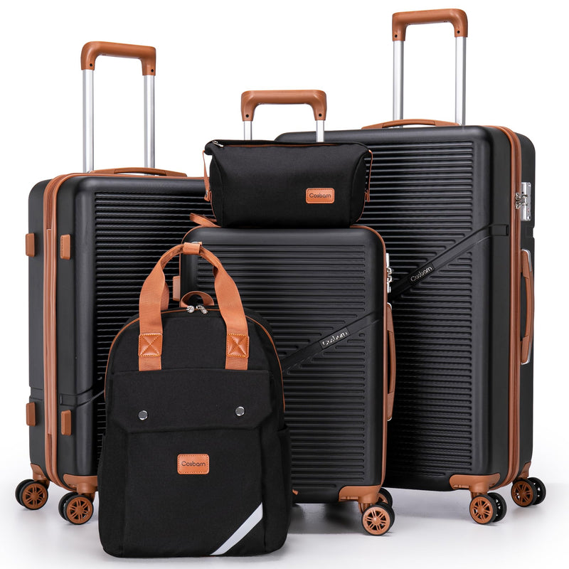 Cosbarn Luggage Sets 5 Piece Suitcases with Wheels, Suitcase Set ABS Hard Case Luggage with TSA Lock Spinner Wheels Durable Travel Luggage (5-Piece Set(20"/24"/28"))
