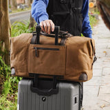 Polare 22” Waxed Canvas Cowhide Leather Travel Duffel Bag Waterproof Overnight Carry on Luggage Duffle 40L Sports Gym Weekender Bag