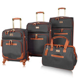 Steve Madden Designer-Gepckkollektion 4-teiliges Softside-Koffer-Set Reise-Set enthlt eine Tragetasche, 50,8 cm Handgepck, 61 cm und 71,1 cm Karierte Koffer, Black, One Size, Travel