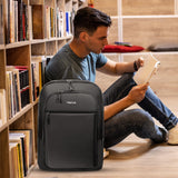 MOSISO Laptop Backpack for Men, Slim Lightweight Compact Computer Backpack for College Work Business Office Travel, 15.6 inch Waterproof Commute Laptop Bag Casual Daypack with Luggage Strap, Black