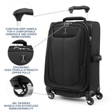 Travelpro Maxlite 5 Softside Expandable Luggage with 4 Spinner Wheels, Lightweight Suitcase, Men and Women, Black, Carry-on 21-Inch