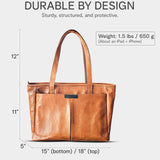 Real Leather Laptop Bag for Women - Leather Tote fits 13 Inch - Work Tote with Luggage Sleeve - Work Bags for Women