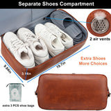 weiatas Faux Leather Travel Duffel Bag for Women Men, Large Weekender Overnight Bag with Shoes Compartment, Waterproof Carry On Bag Travel Tote Bag Gym Bag with Luggage Strap (Brown)