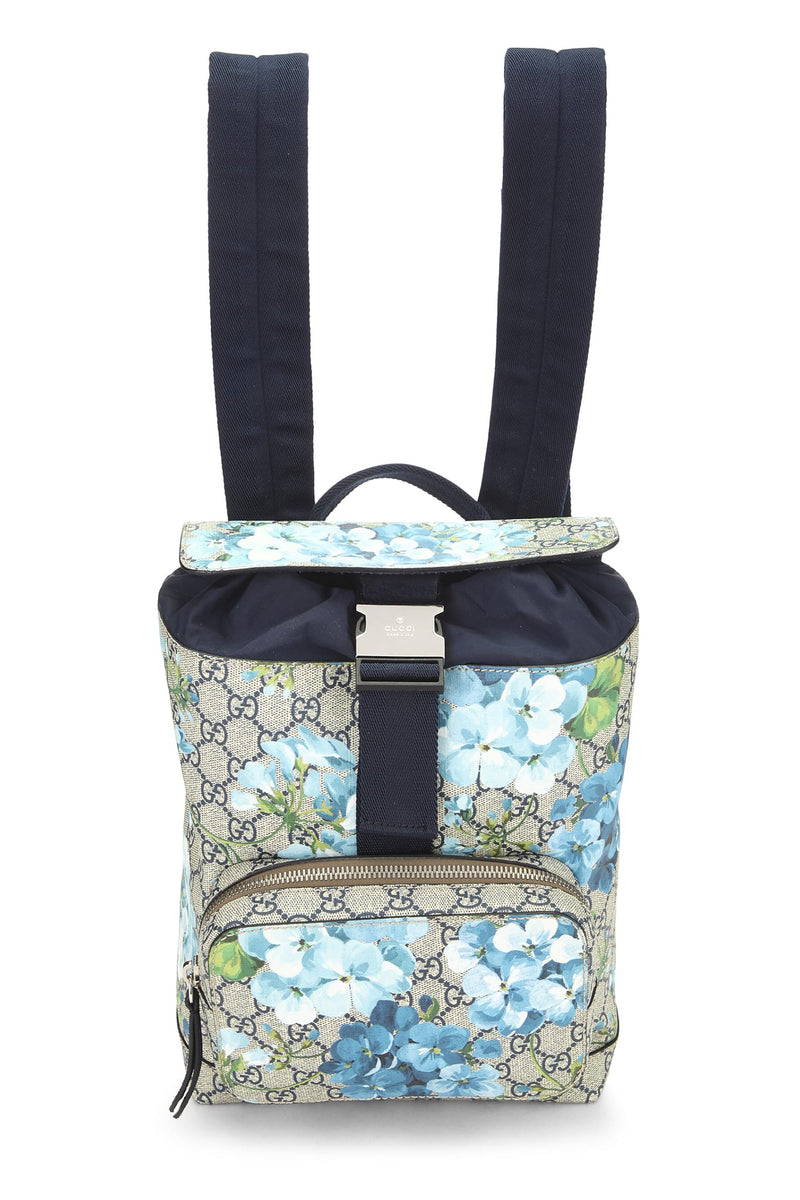 Gucci, Pre-Loved GG Blooms Supreme Canvas Backpack Small, Blue