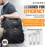 EVERKI Atlas Business 32L Laptop Backpack – Travel-Friendly Business & Office, Professional Backpack for Men & Women, Durable Computer Bag with Adjustable Padded Compartment, Fits 13"-17.3", Black