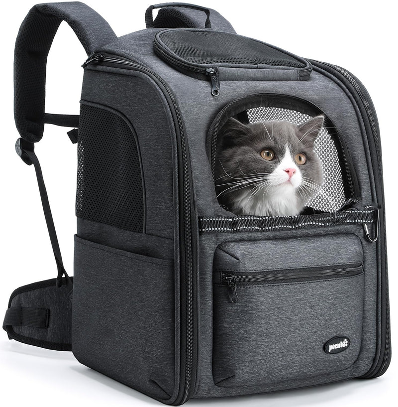 Pecute Cat Backpack Carrier, 30% Energy Saving Breathable Pet Backpack, Foldable Ergonomic Travel Carrier for Cats and Small Dogs, Ideal for Hiking, Outdoor Trips & Vet Visits