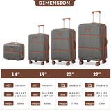 Suitour Expandable 4-Piece Luggage Set (14" 19" 23" 27") ABS Hardside Suitcase Sets with Spinner Wheels Checked Luggage Travel Suitcase
