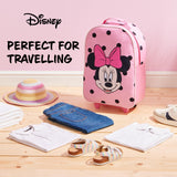 Disney Kids Rolling Luggage 16×11 in, 16‑L Carry‑On Suitcase with Wheels, Foldable Lightweight Travel Bag, Gifts for Kids (Pink Minnie)