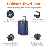 Amazon Basics Softside Luggage Set, 23-Inch Expandable Suitcase with Wheels and 15-Inch Tote, Extra Space (+15%), Front Pockets, Telescopic Handle, Navy Blue