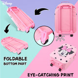 Disney Kids Rolling Luggage 16×11 in, 16‑L Carry‑On Suitcase with Wheels, Foldable Lightweight Travel Bag, Gifts for Kids (Pink Minnie)