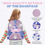 KidsPUNK Girls Backpack Kids Backpacks for Girls Cute Cat Backpack Kawaii Backpack for Preschool Elementary Kindergarten,Light Purple Color,Large Capacity,16 Inch