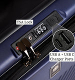 22-Inch Foldable Expandable Carry-On Spinner – Lightweight Airline-Approved Hardside Suitcase with USB Charging Port, TSA Lock, Laptop Sleeve, Bag Hook, Cup Holder, Phone Holder 22x14x9