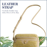Tommy Bahama Camera Bag, Women's Mini Shoulder Handbag with Woven Design and Adjustable Shoulder Strap, Tan