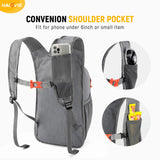 HALOVIE 15L Foldable Hiking Backpack Phone Pocket Lightweight Travel Daypack Shoulder with Chest Strap Small Packable Pack for Walking Women Men (Lightgray)