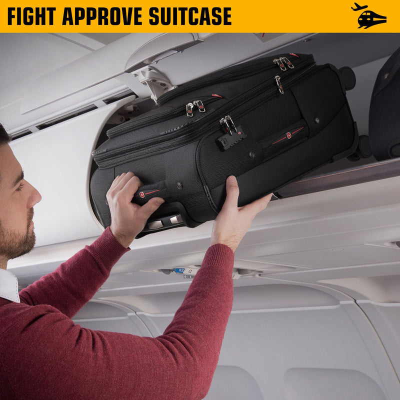 ROPLUS Softside Expandable Luggage with 4 Spinner Wheels, Durable Checked-Luggage Suitcase (Black, 3-Piece Set 21/25/29)