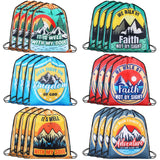 Locmeo 24 Pcs Religion Nonwoven Drawstring Backpacks Bulk Christian Religious Bible Verse Bags for Boy Girl Church