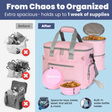The Original Doggy Bag™ - Complete Dog Travel Bag for Supplies with 2 BPA-Free Travel Bowls & 2 Pet Food Containers - A Dog Mom Gift for Day Trips, Camping, Road Trips & Weekends Away: Lt. Pink