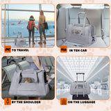Pet Carrier Bag Airline Approved Up for Cats and Dogs Up to 20LBs, Soft Cat Carrier Dog Carrier Travel Kitten Carrier with Mat, Nail Clipper, Brush, Foldable Bowl Cat Accessories