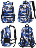 BLUEFAIRY Boys Backpack with Lunch Box for Kids Elementary Middle School Bags Set Child Book Bags Back to School Gifts Mochila Escolar para Niños Adolescentes Camo Blue