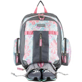 Eastsport Extra Large Backpack Expandable Oversized For Travel Hiking Work Camping Sports Outdoors With Drawstring Bag 18x13.5x9.5 Spring Floral Ash Grey