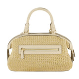 Tommy Bahama Satchel Bag, Women's Crossbody Purse with Adjustable Shoulder Strap, Embroidered Flamingo and Palm Tree Design, Cream, One Size