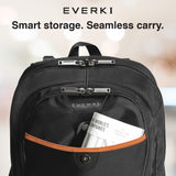 EVERKI Glide 17.3 Inch Laptop Backpack for Men & Women - Heavy-Duty, Water-Resistant Bookbag with Reflective Strips for College, Travel or Motorcycle (Black, EKP129)