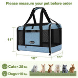 GAPZER Cat Carrier 18 x 11 x 11 Top Loading Soft-Sided Pet Travel Bag Over 15lbs, Portable Small Dog Puppy Car Crate 10 lbs, Chihuahua Kennel Carry Case, Kitty Cloth Cage Medium Cat Under 25 Blue