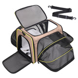 Premium Pet Carrier – Dog & Cat Travel Bag, Airline Approved, Soft-Sided Design for Small to Large Pets, TSA Compliant, Expandable & Collapsible (Brown)