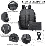 VANSARTO Backpack Purse for Women Vegan Leather Travel Backpack with Wristlet, Designer Convertible Shoulder Bag Satchel Handbag, Lightweight Fashion Backpack with Wide Strap (Black)