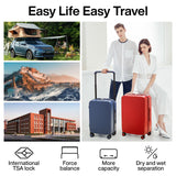 mixi Luggage Suitcases With Spinner Wheels,Upgrade Wide Handle PC Hardshell Rolling Travel Suitcase with TSA Lock, Checked-Medium 24-Inch, Red