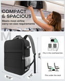 HOTOR Travel Backpack - Flight Approved Travel Bag for Men and Women, Carry on Luggage for 15.6" Laptop and Travel Essentials for Work, Business, Weekender, College 11.8"x7.9"x17.3" (Black)