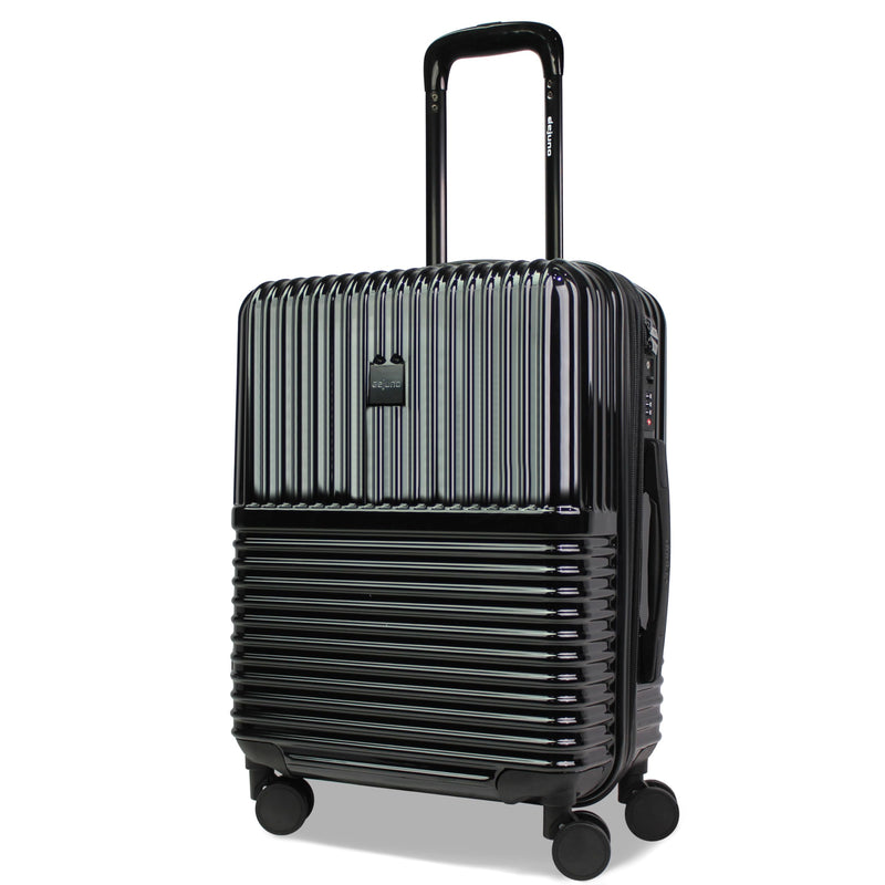 World Traveler Dejuno Tonal 20-Inch Carry-On Polycarbonate Lightweight Hardside Expandable Spinner Luggage Suitcase with TSA Lock - Onyx