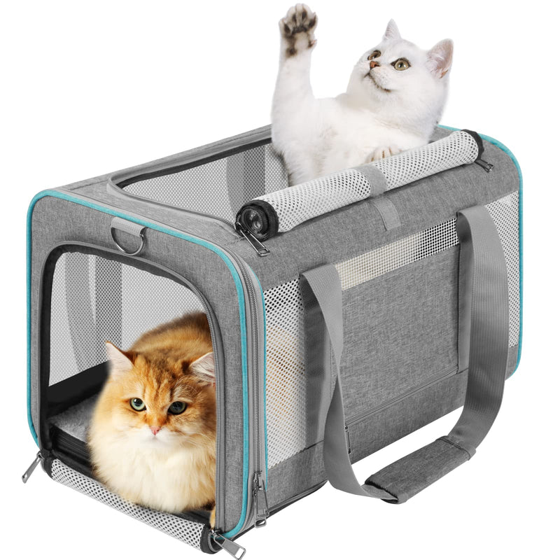 GAPZER Pet Carrier for Large Cats 20 lbs+ / Soft Sided Small Dog Travel Carriers Top Load/Collapsible Carrier Bag for Big Cat / 2 Kittens Sturdy Transport Carriers Long Trips/Medium Cats 15 pounds