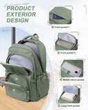 VENATIN School Backpack for Girls, Water Resistant Backpacks for Girls 15.6 Laptop Multifunction Casual Daypack, Basic College Backpack School Bookbag Mochilas Escolares para Niñas, Green