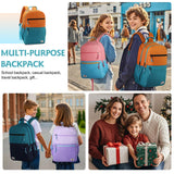 VASCHY School Backpack, Lightweight Classic Cute Aesthetic Bookbag Daypack for Teen Boys Girls Traveling/Gym/Middle School Orange Green