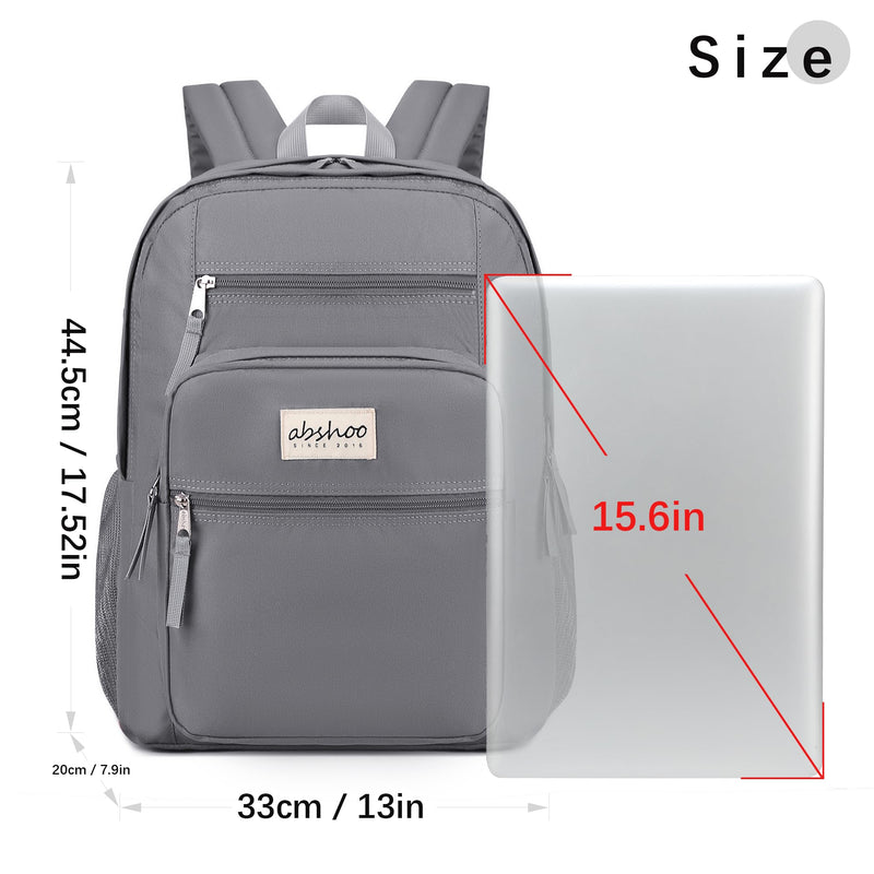 abshoo 32L Big Student Laptop Backpack For College Men Women Middle High School Teen Bookbag Travel Backpack Daypack (Grey)